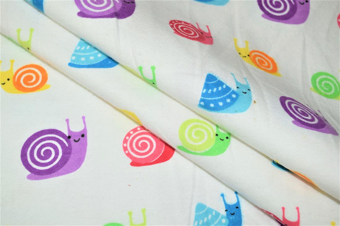 White Printed 100% Brushed Flannel Cotton Fabric