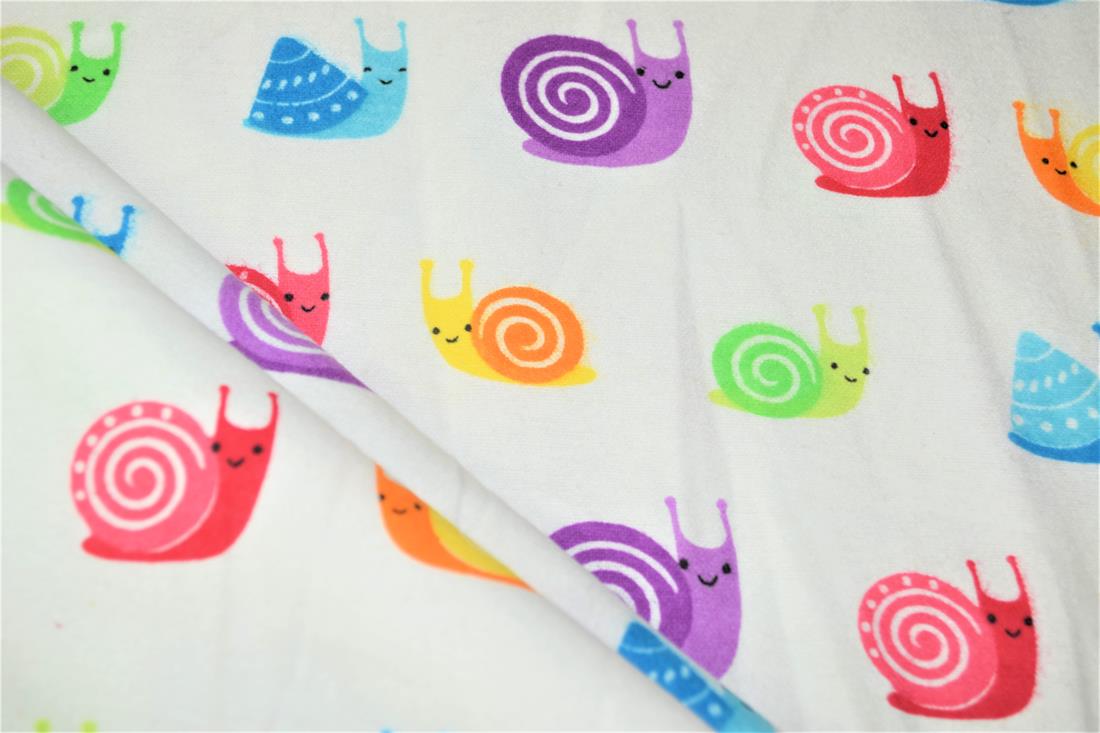 White Printed 100% Brushed Flannel Cotton Fabric