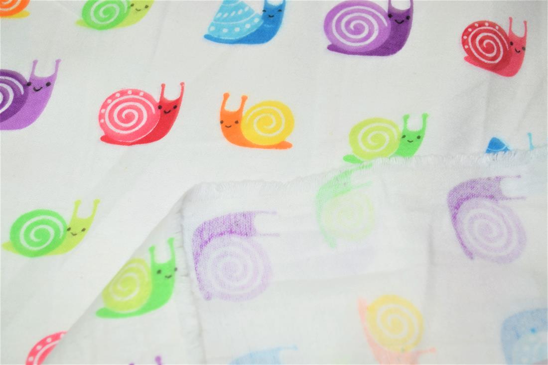 White Printed 100% Brushed Flannel Cotton Fabric
