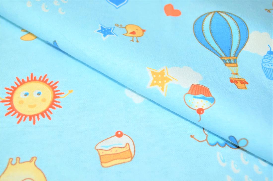 Blue Printed 100% Brushed Flannel Fabric