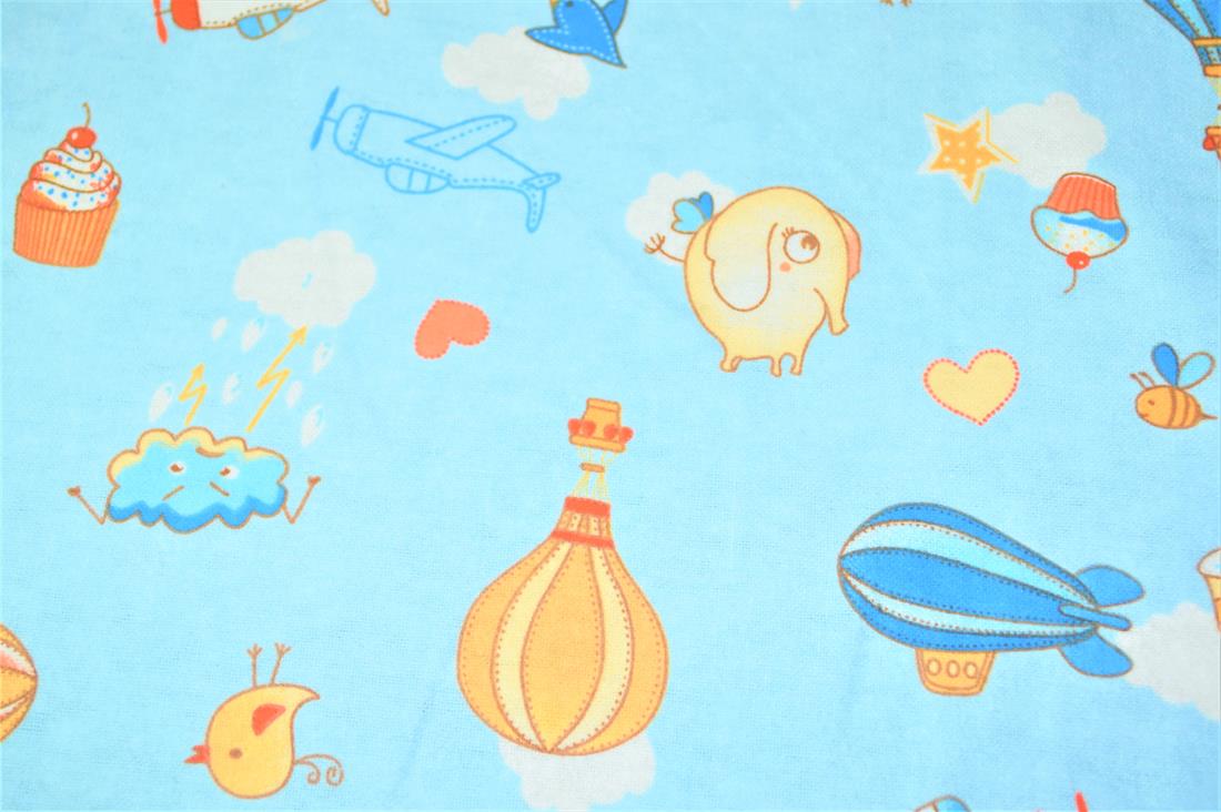 Blue Printed 100% Brushed Flannel Fabric