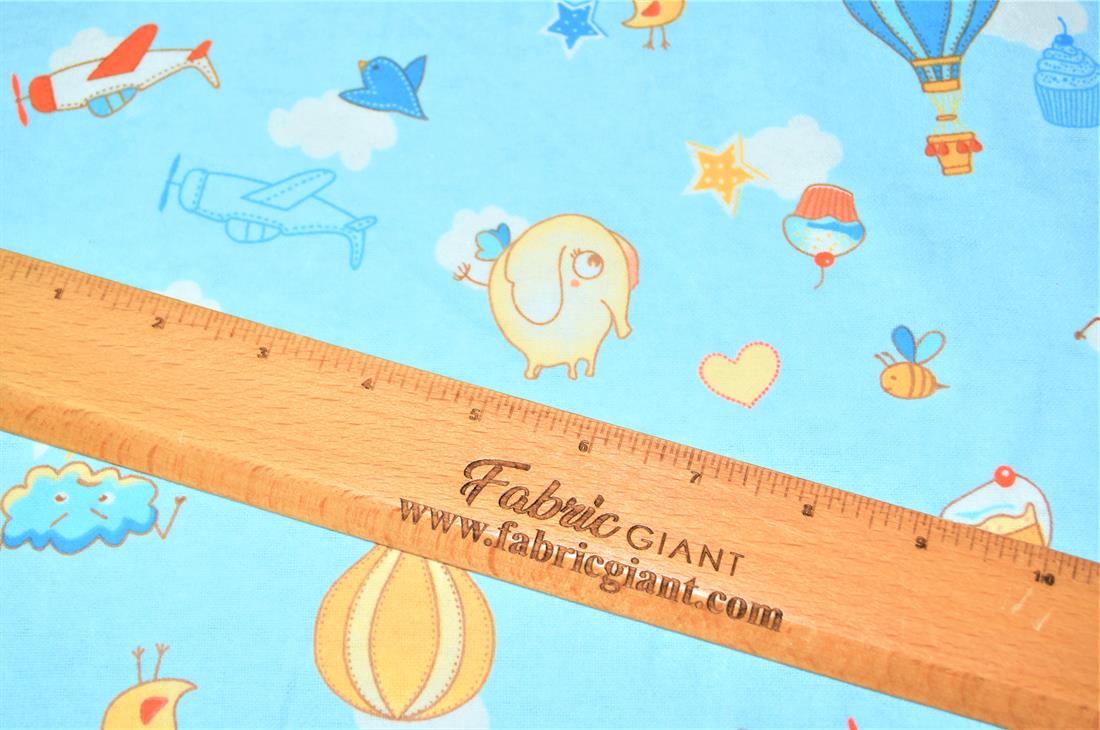 Blue Printed 100% Brushed Flannel Fabric