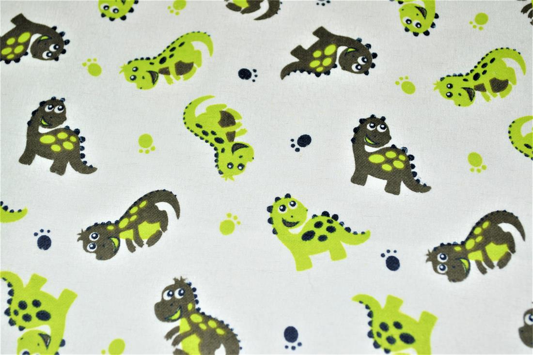 White & Green Printed 100% Brushed Flannel Fabric