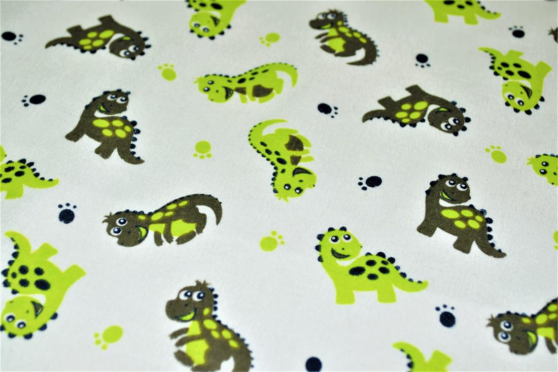 White & Green Printed 100% Brushed Flannel Fabric