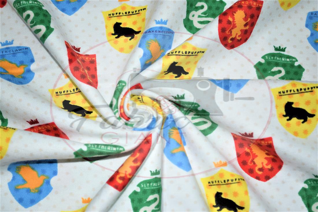 White Brushed Cotton Printed Fabric