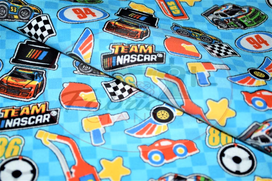Blue Brushed Cotton Printed Fabric