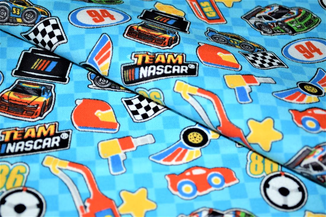 Blue Brushed Cotton Printed Fabric