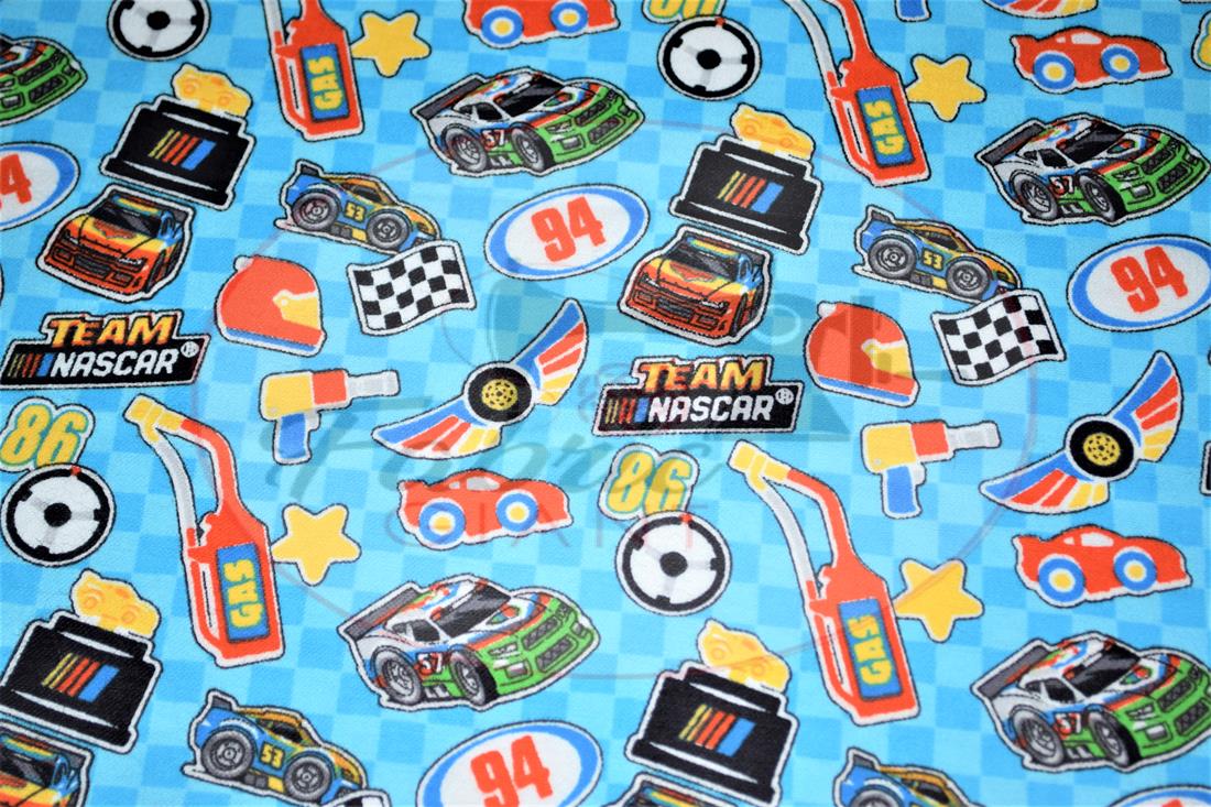 Blue Brushed Cotton Printed Fabric