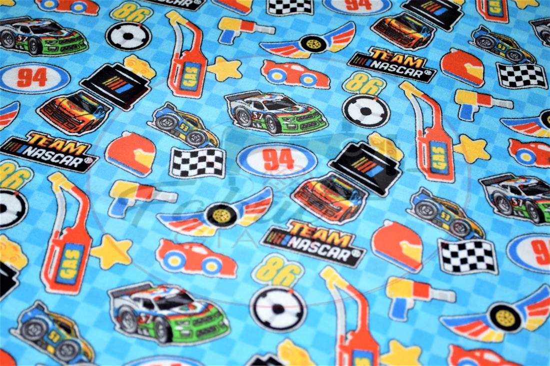 Blue Brushed Cotton Printed Fabric