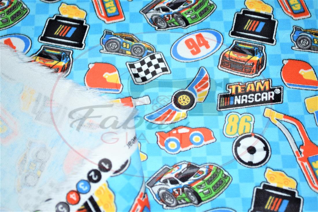 Blue Brushed Cotton Printed Fabric