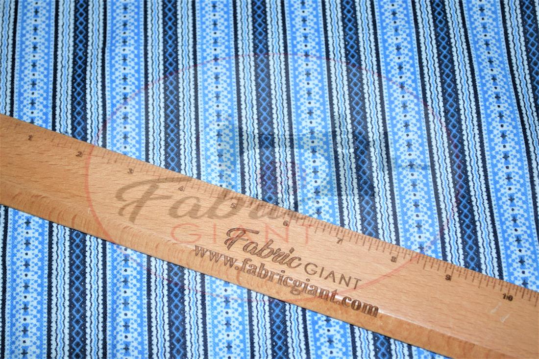 Blue Brushed Flannel Cotton Printed Fabric