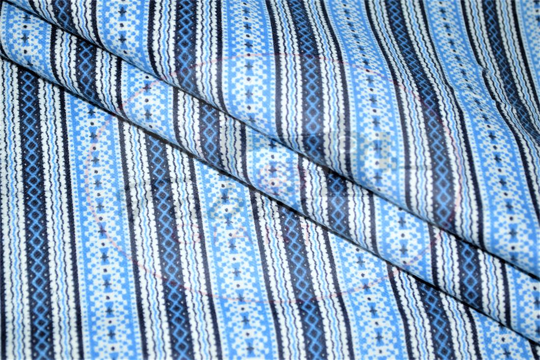 Blue Brushed Flannel Cotton Printed Fabric