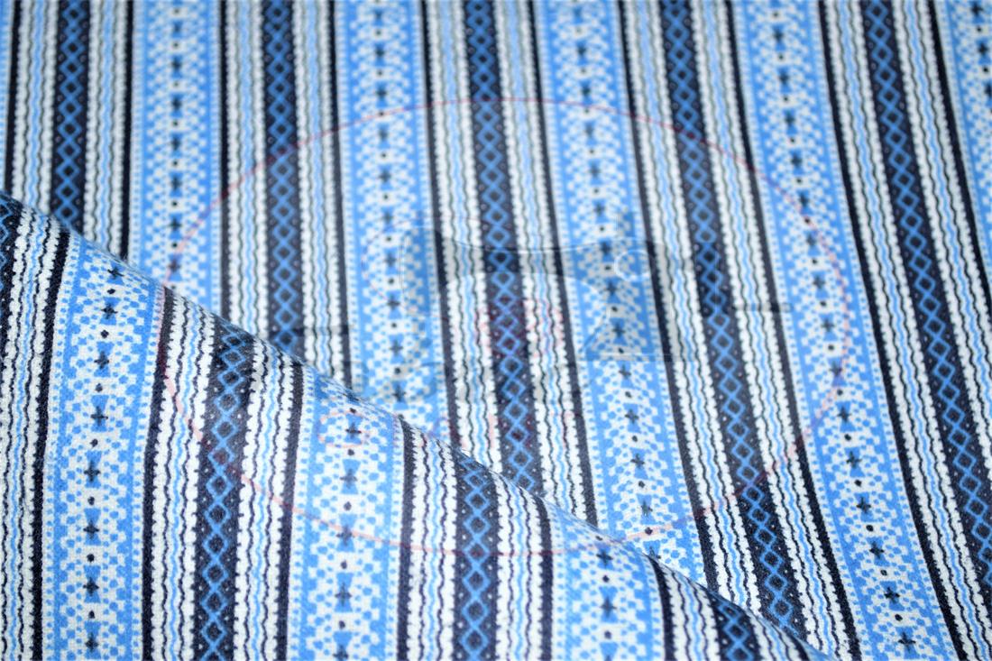 Blue Brushed Flannel Cotton Printed Fabric