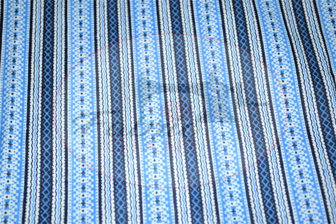 Blue Brushed Flannel Cotton Printed Fabric
