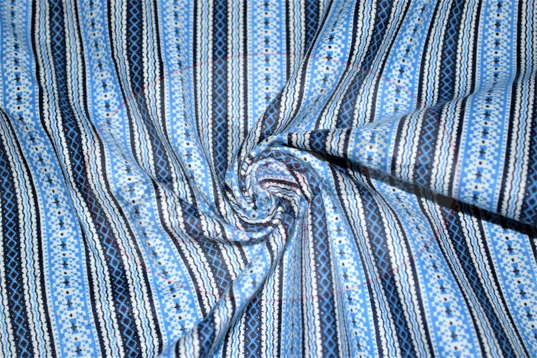 Blue Brushed Flannel Cotton Printed Fabric