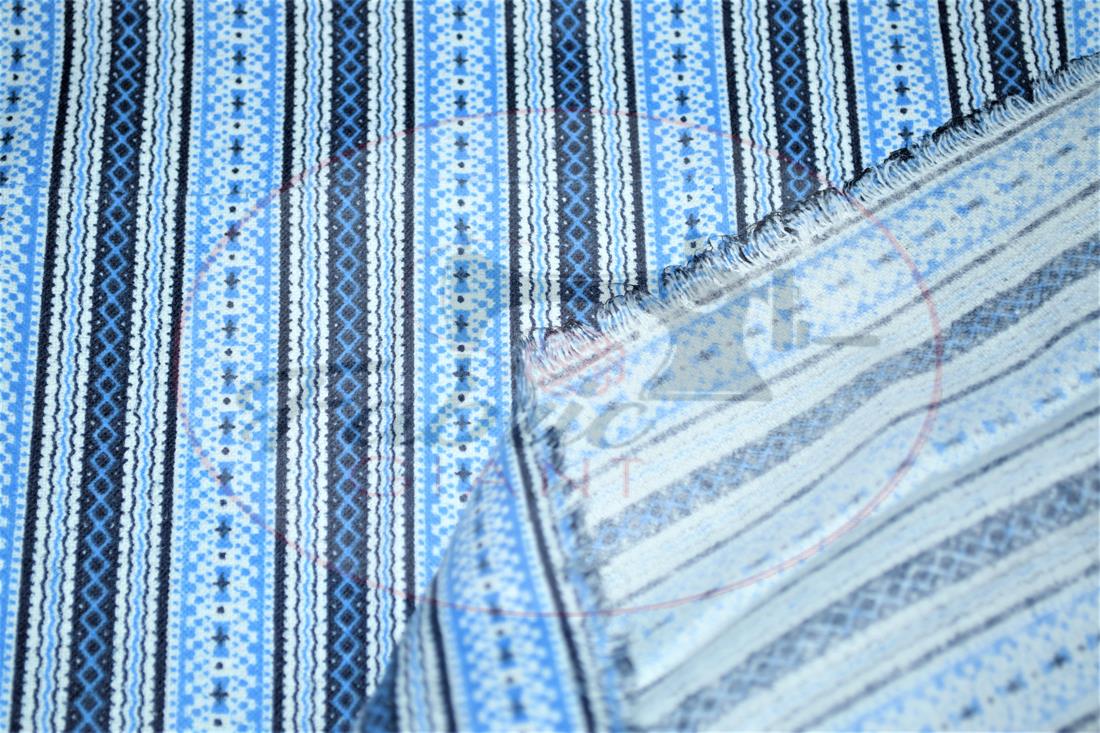 Blue Brushed Flannel Cotton Printed Fabric