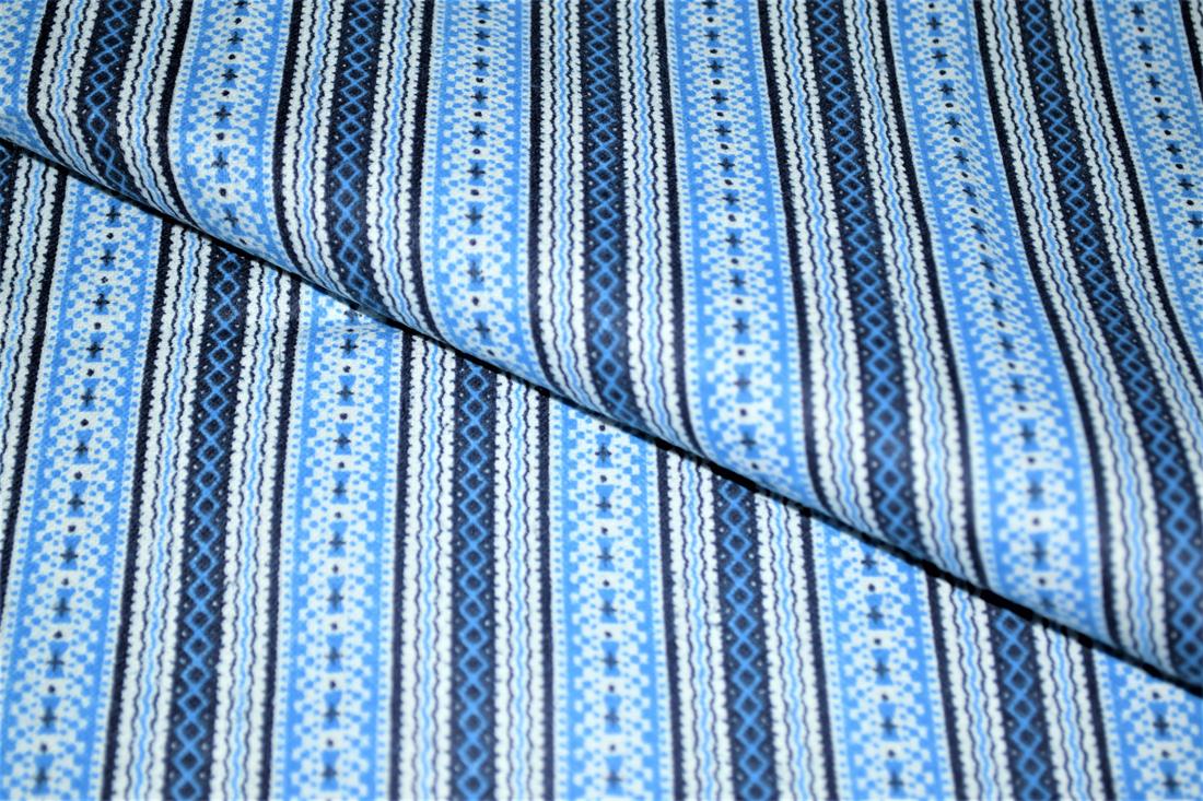 Blue Brushed Flannel Cotton Printed Fabric