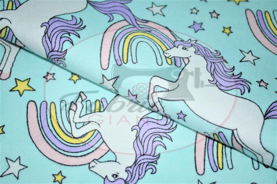 Blue Printed Soft Brushed Flannel Winceyette 100% Cotton Fabric