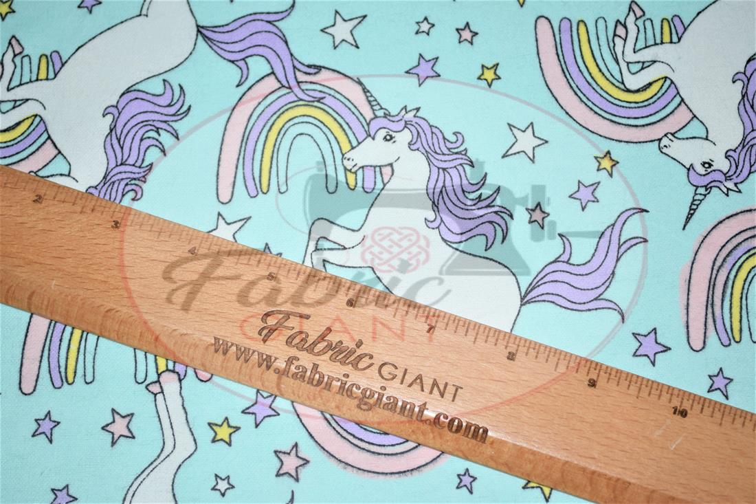 Blue Printed Soft Brushed Flannel Winceyette 100% Cotton Fabric
