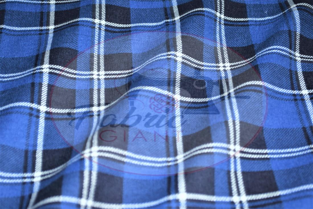 Blue Printed Soft Brushed Flannel Winceyette 100% Cotton Fabric