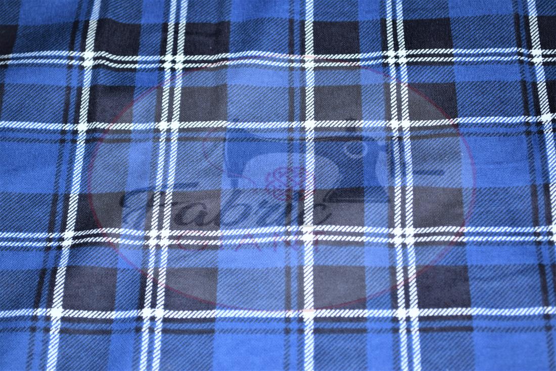 Blue Printed Soft Brushed Flannel Winceyette 100% Cotton Fabric