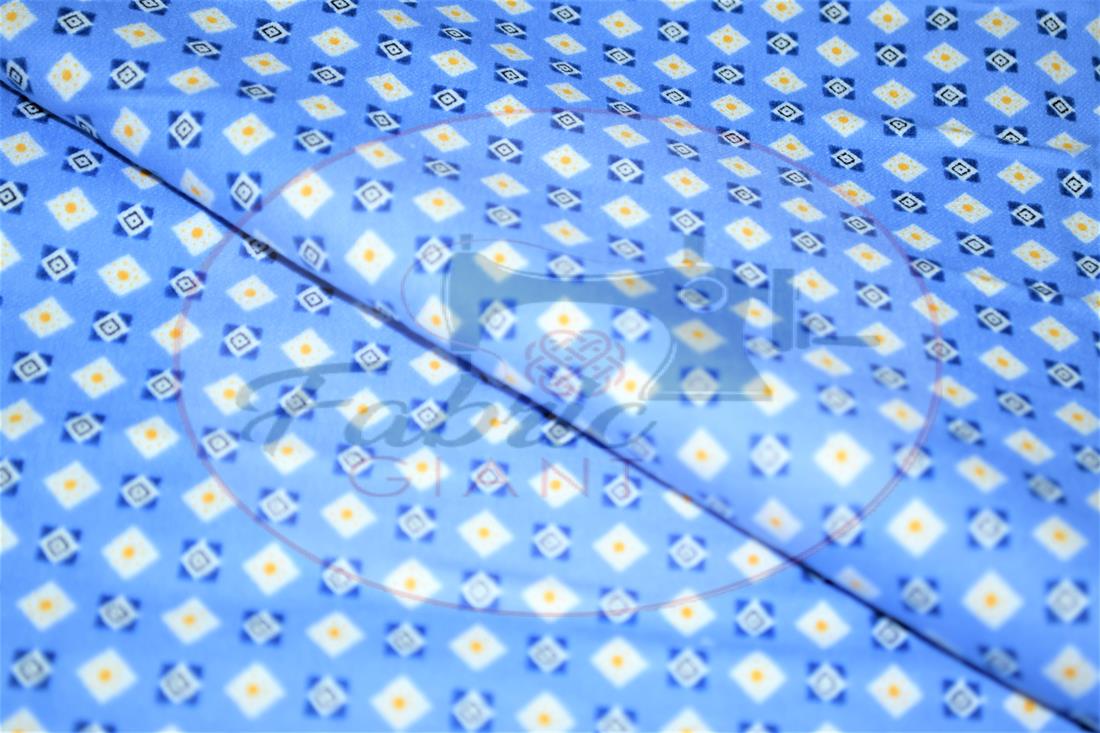 Blue Brushed Cotton Printed Fabric