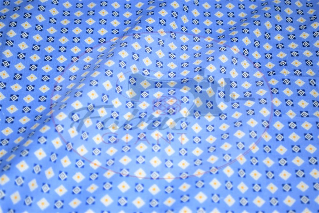 Blue Brushed Cotton Printed Fabric