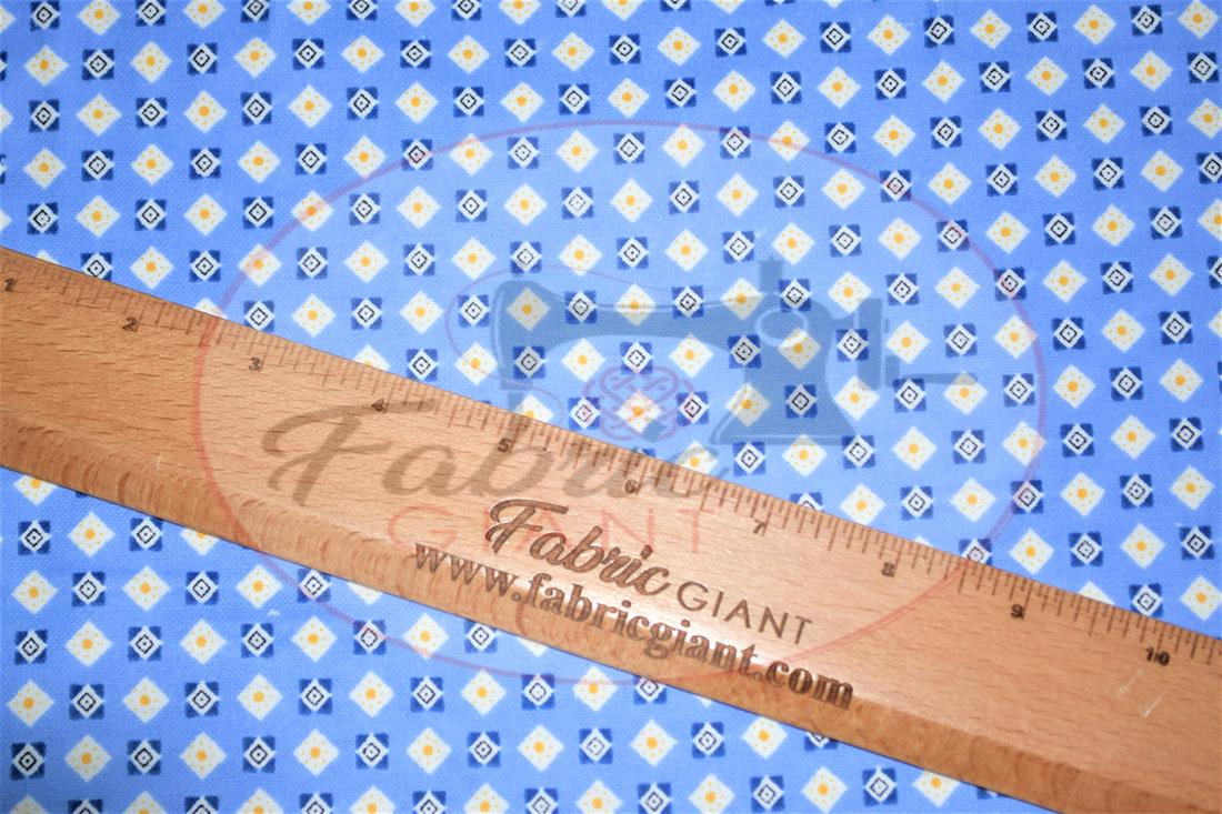 Blue Brushed Cotton Printed Fabric