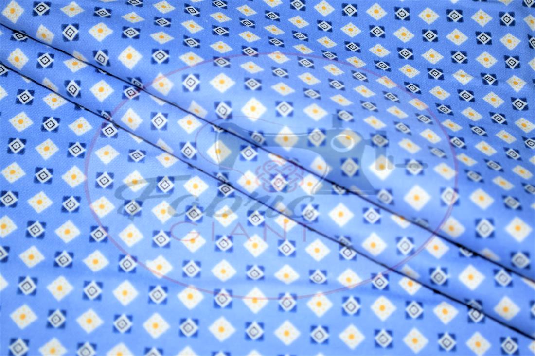 Blue Brushed Cotton Printed Fabric