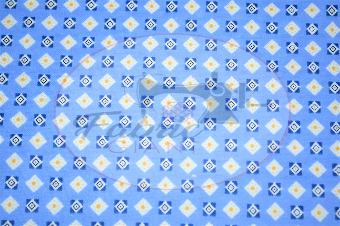 Blue Brushed Cotton Printed Fabric