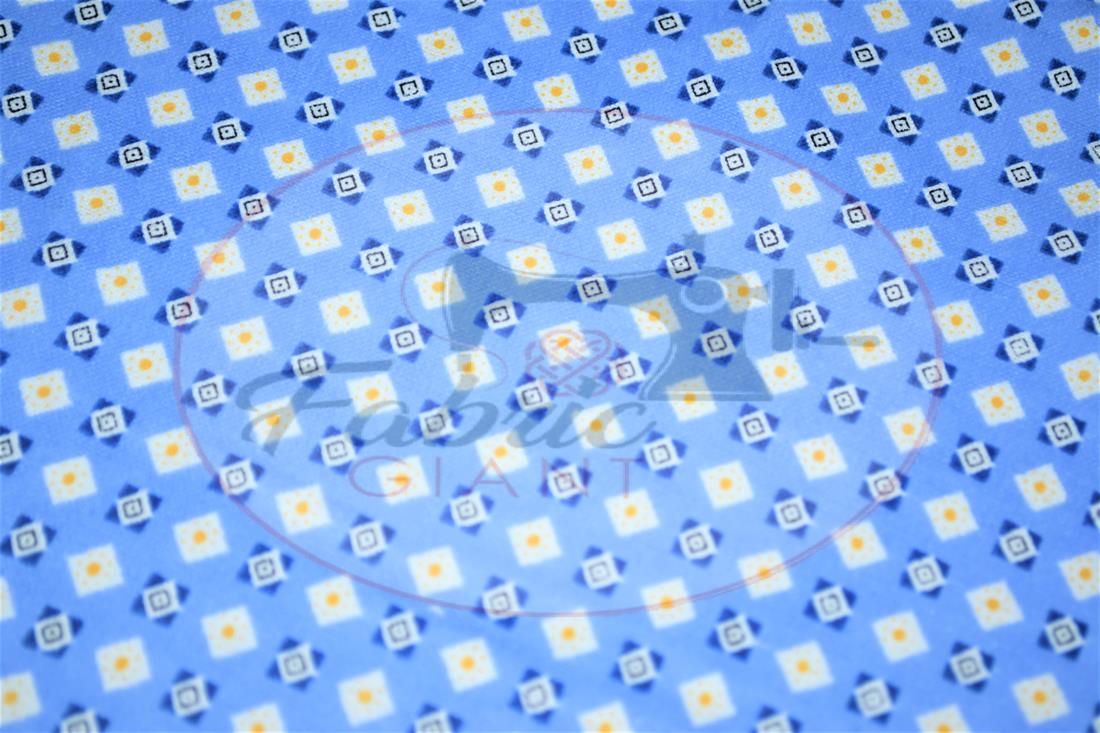 Blue Brushed Cotton Printed Fabric