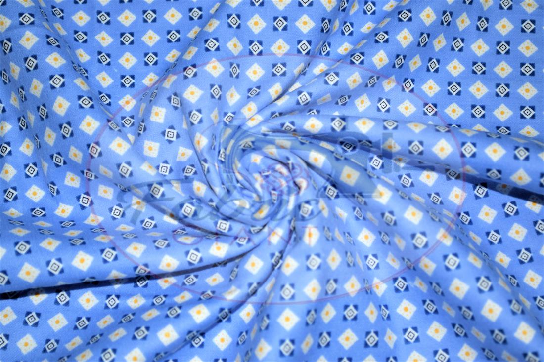 Blue Brushed Cotton Printed Fabric