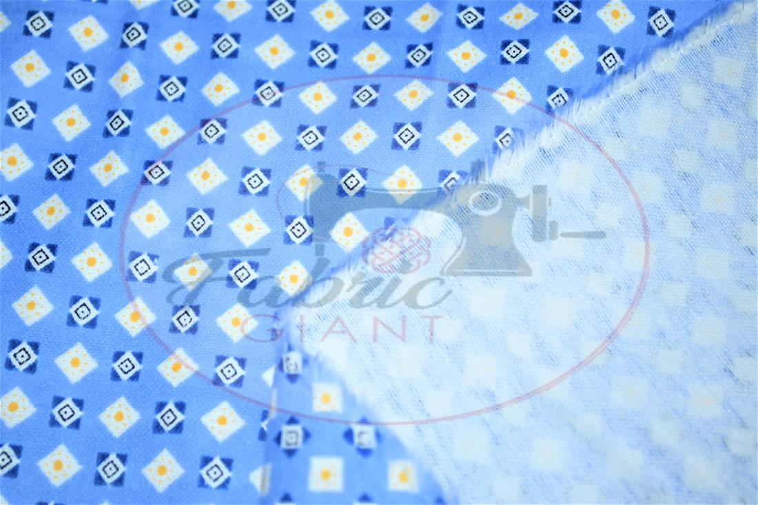 Blue Brushed Cotton Printed Fabric