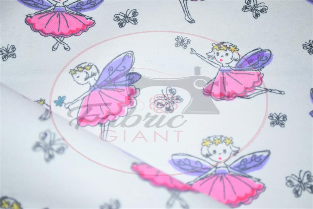 White Printed 100% Brushed Flannel Fabric