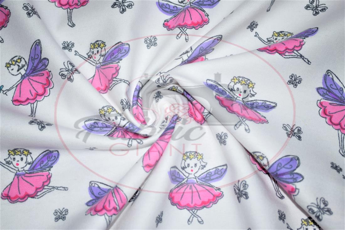 White Printed 100% Brushed Flannel Fabric