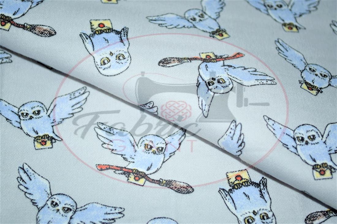 White Harry Potter Printed 100% Brushed Flannel Fabric
