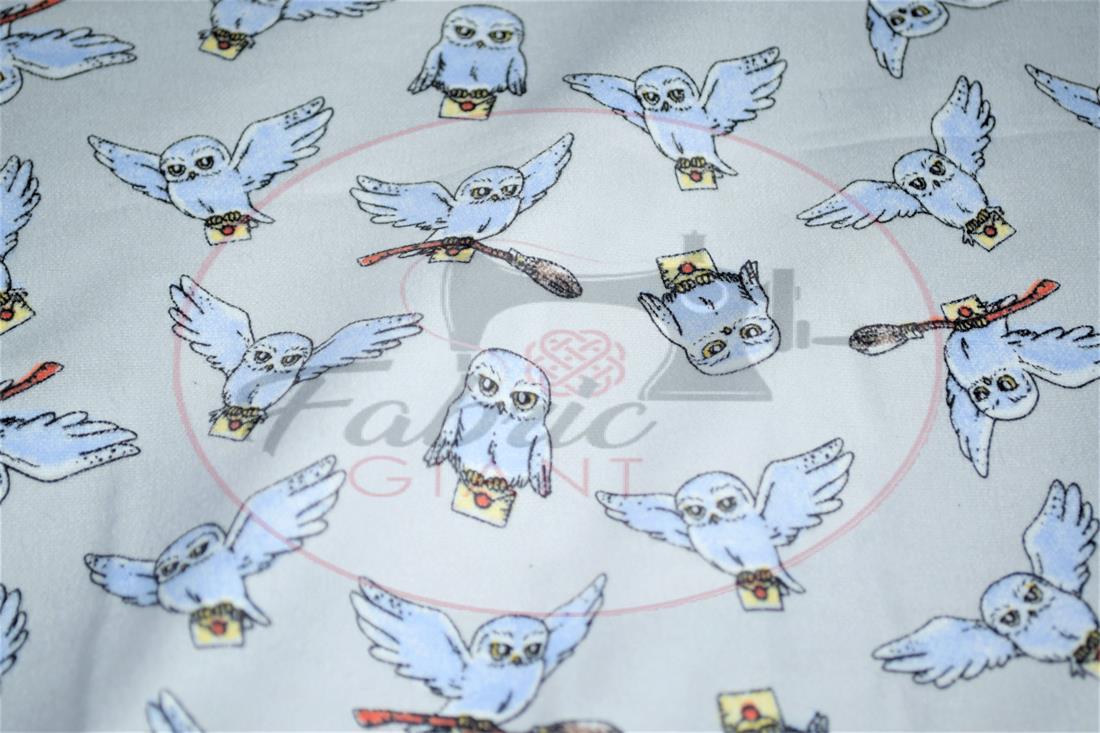 White Harry Potter Printed 100% Brushed Flannel Fabric