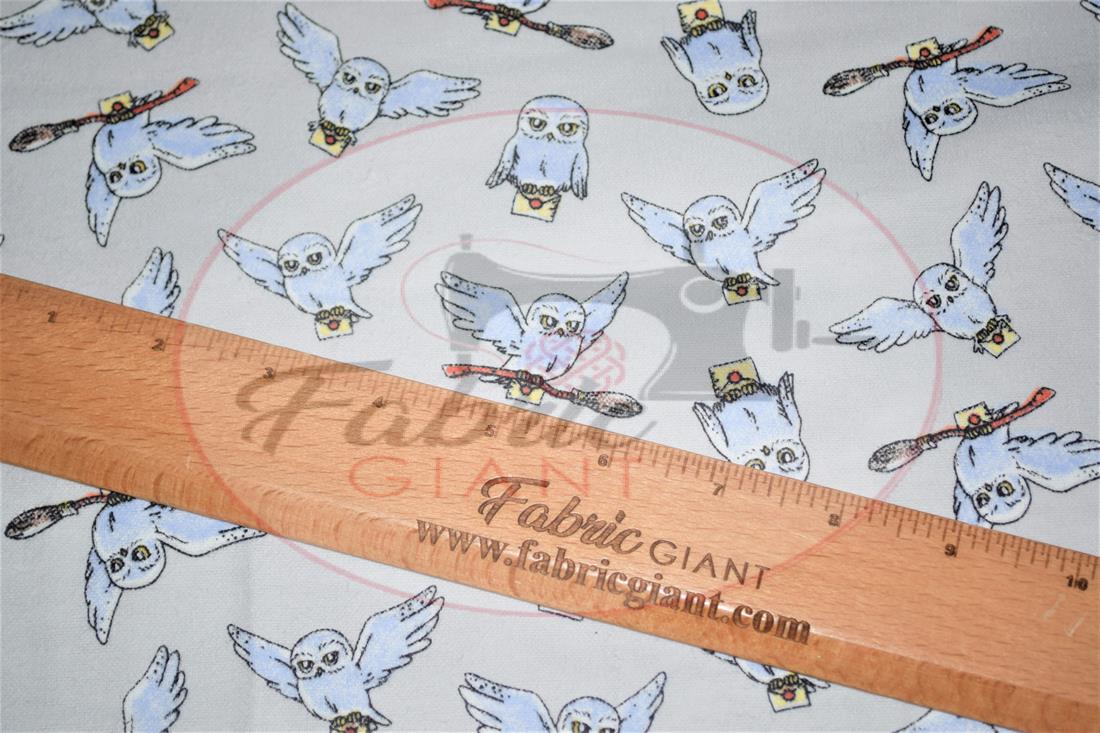 White Harry Potter Printed 100% Brushed Flannel Fabric