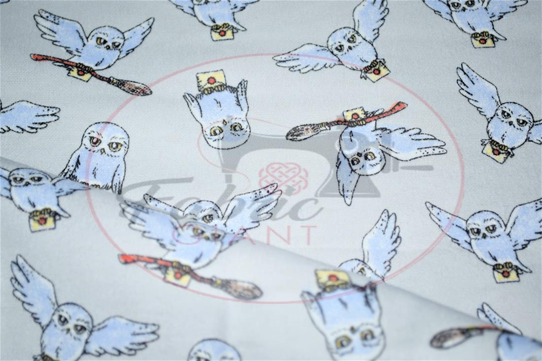 White Harry Potter Printed 100% Brushed Flannel Fabric