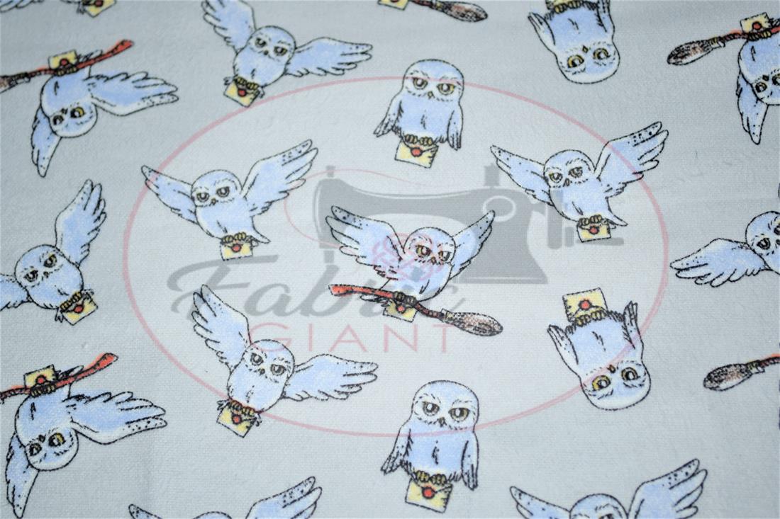 White Harry Potter Printed 100% Brushed Flannel Fabric