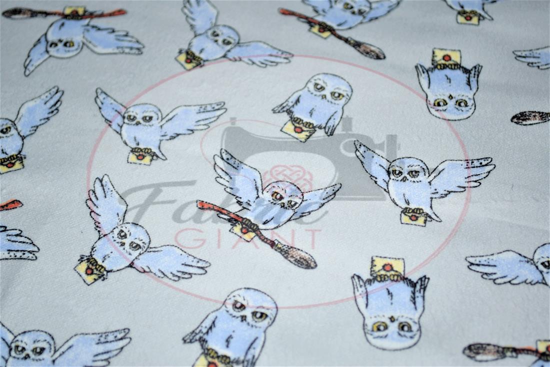 White Harry Potter Printed 100% Brushed Flannel Fabric