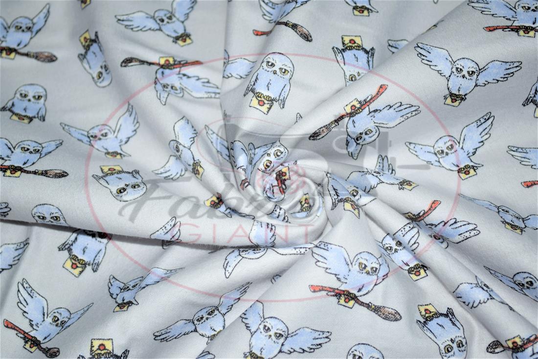 White Harry Potter Printed 100% Brushed Flannel Fabric