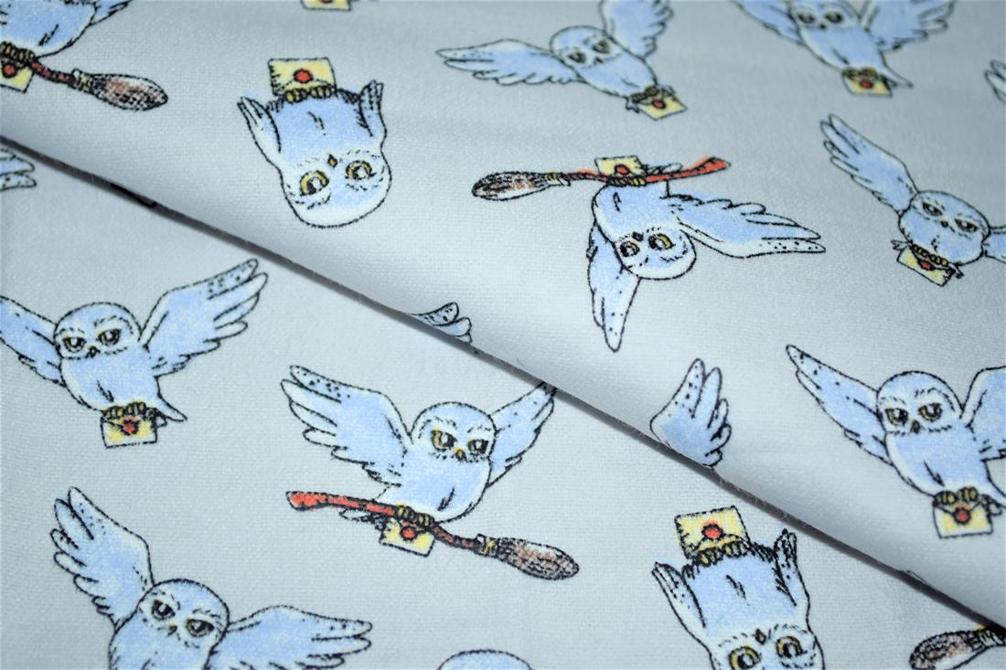 White Harry Potter Printed 100% Brushed Flannel Fabric