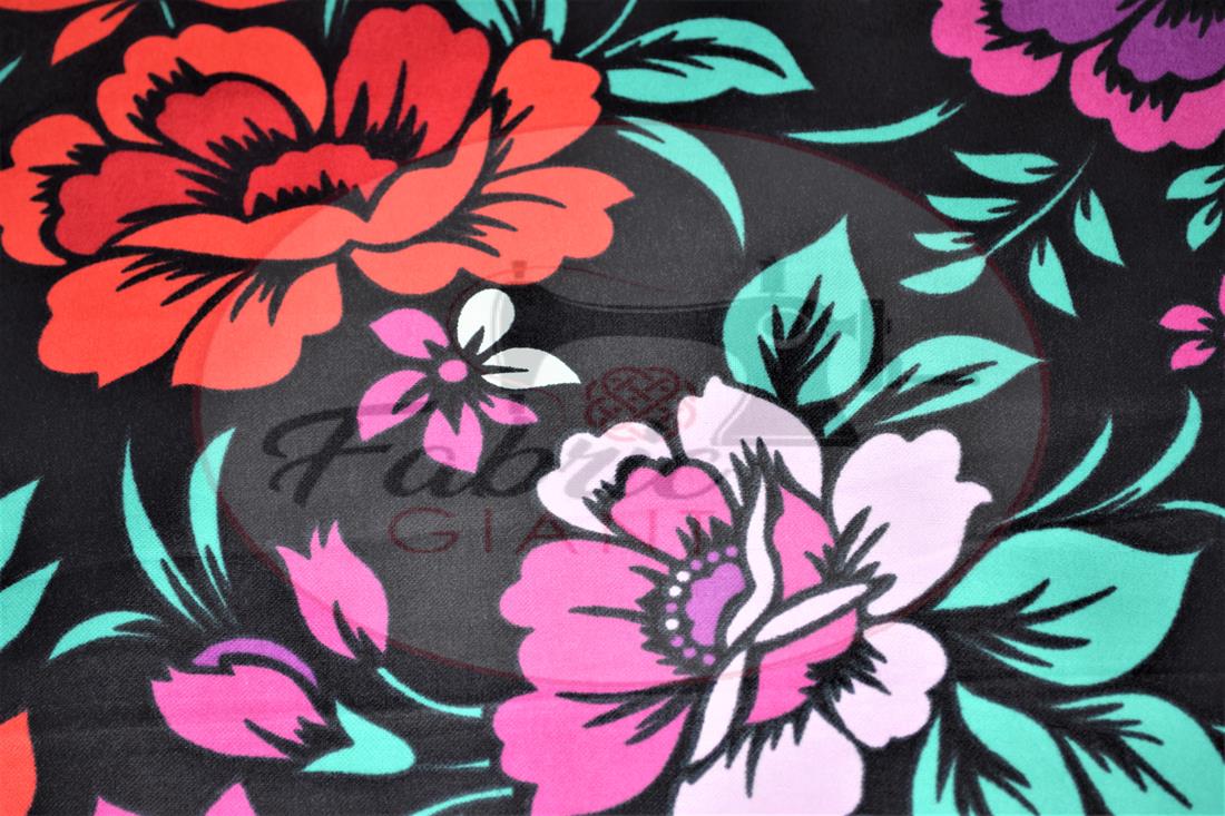 Black Rose Printed 100% Brushed Flannel Fabric