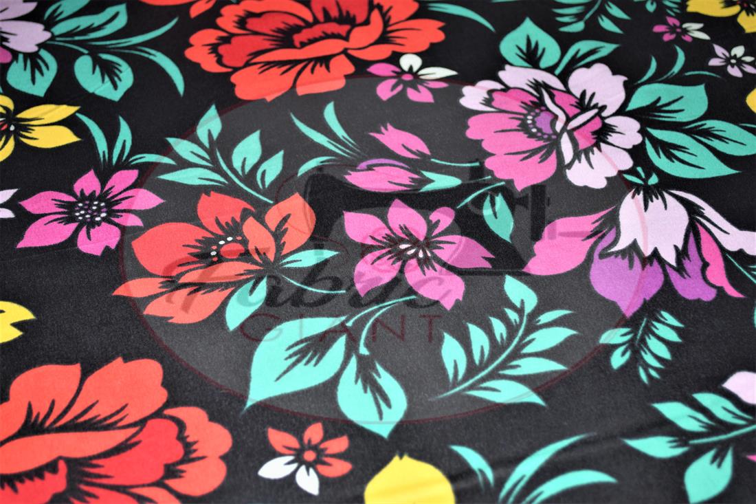 Black Rose Printed 100% Brushed Flannel Fabric