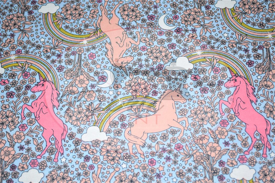 Grey Brushed Cotton Printed Fabric