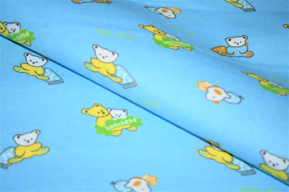 Blue Brushed Cotton Printed Fabric