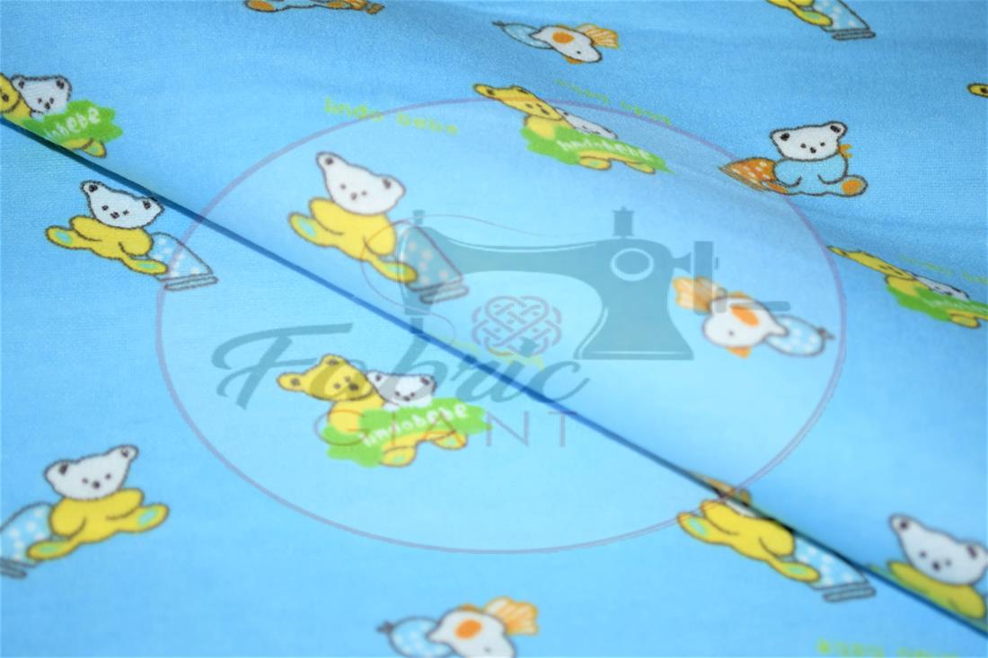 Blue Brushed Cotton Printed Fabric