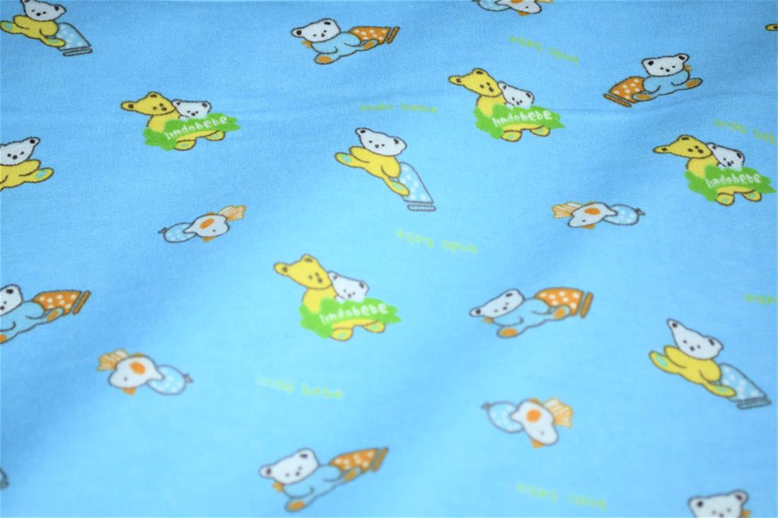 Blue Brushed Cotton Printed Fabric