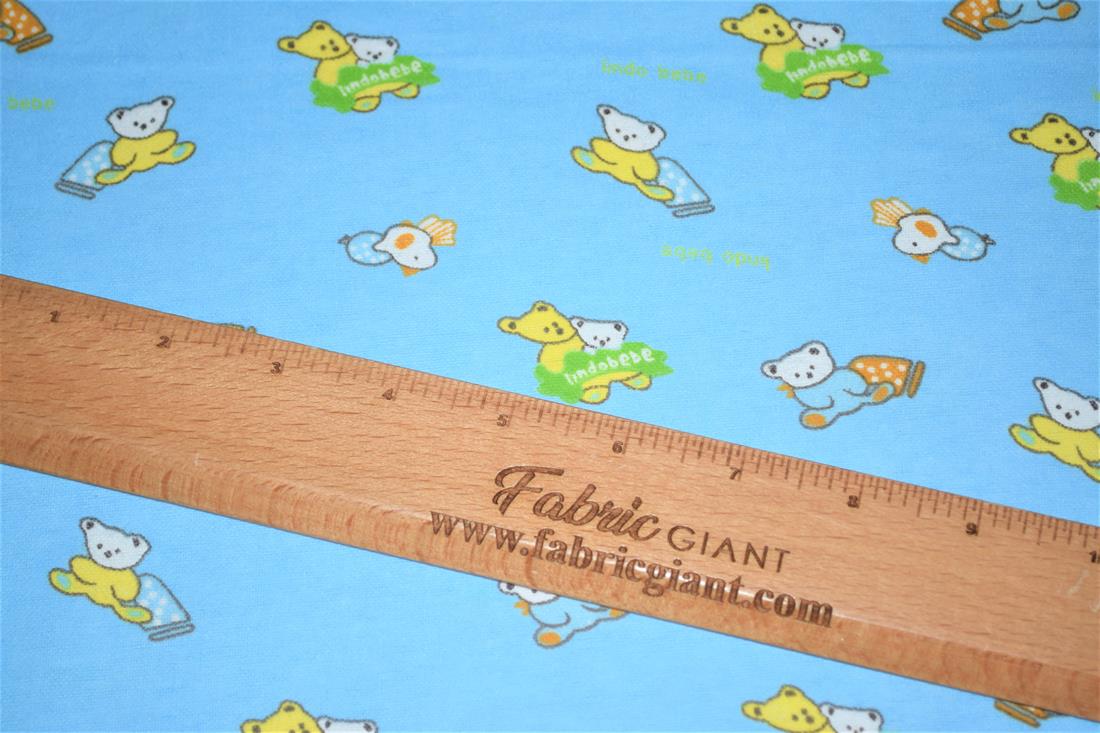 Blue Brushed Cotton Printed Fabric